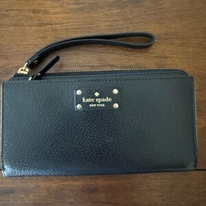 Kate Spade Black Leather Wristlet wallet